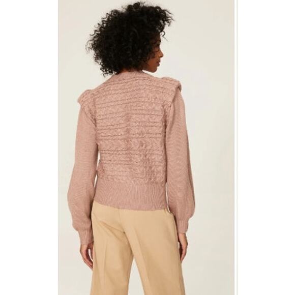 525 America Brown Cable Knit Shoulder Pad Sweater Size S - Picture 2 of 8